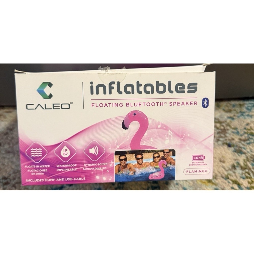 *1-Pack* Caleo Floating Bluetooth Speaker Flamingo Inflatable Waterproof Open Bo